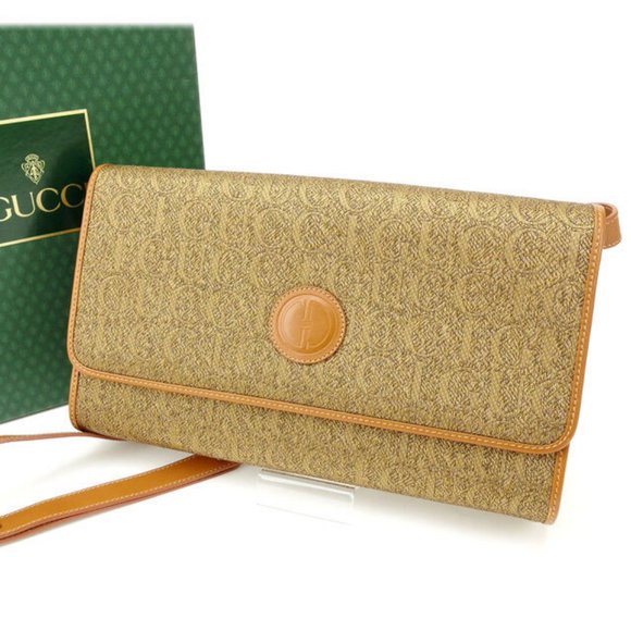 Gucci Clutch bag Logo Brown Woman Authentic Used Y1144 - Picture 1 of 5